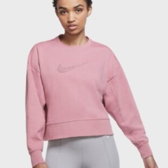 Nike Dri-Fit Get Fit Swoosh Training Crew Cropped Sweatshirt - Picture 1 of 5